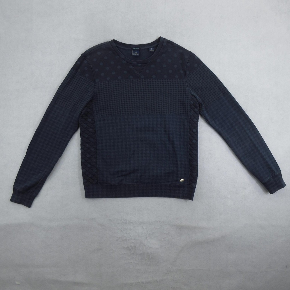 Scotch & Soda Sweatshirt Mens Large Blue Check Cotton Crewneck Pullover